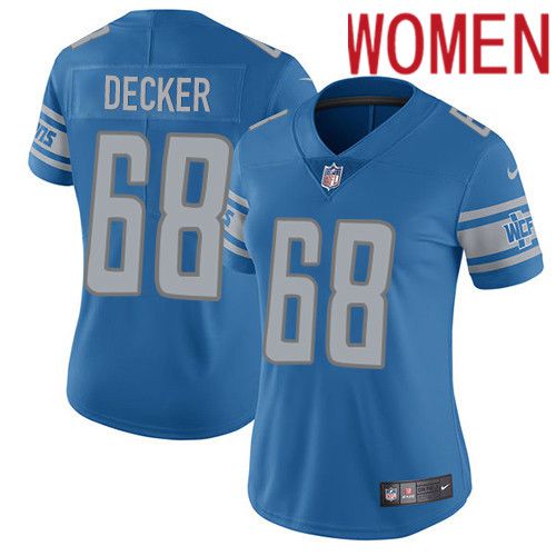 Women Detroit Lions #68 Taylor Decker Nike Blue Vapor Limited NFL Jersey->women nfl jersey->Women Jersey
